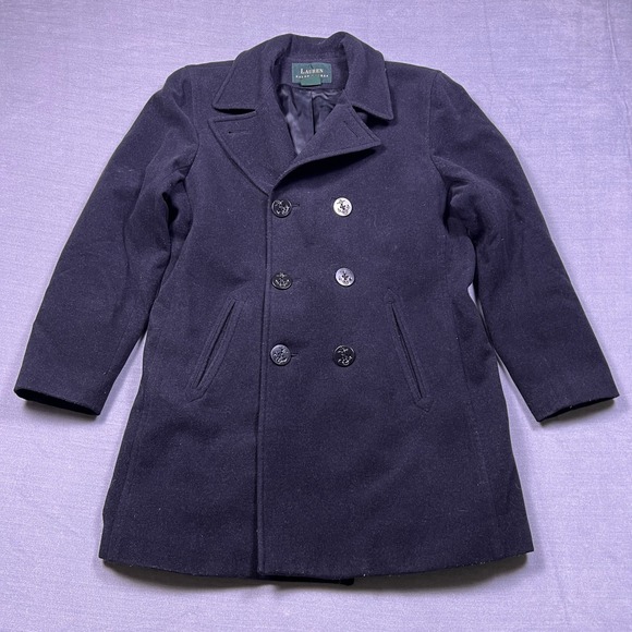 Lauren‎ Ralph Lauren Women Peacoat Wool Cashmere Blend Size 12 Double Breasted